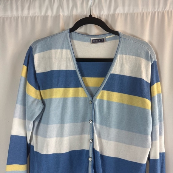 Erika & Co Multi-Color Striped Long Sleeve V-Neck Cardigan Sweater
Women's - Picture 3 of 10